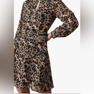 Reiss print long sleeve mini dress